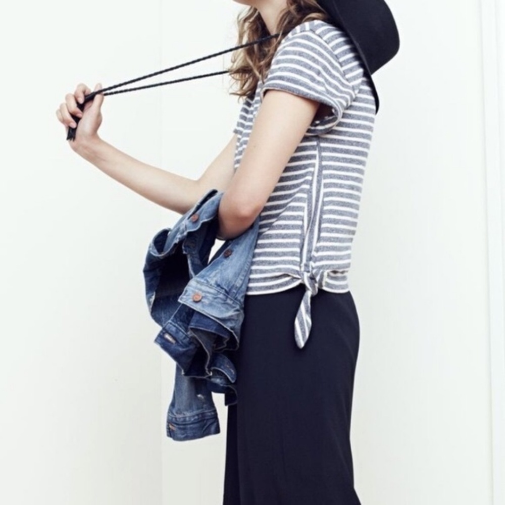 Madewell Side Tie Striped Tee Heather Blue S